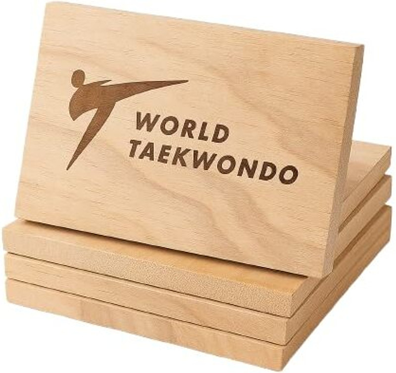 Koryox World Taekwondo Wooden Breaking Board | Paulownia Wood | 3–12mm Reusable Board Focus Pad(Brown)