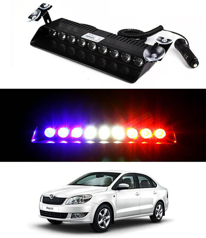 RKPSP Red/Blue/9LED/12V Waterproof Strobe Flasher Light For Rapid-Skoda-2011 Car Fancy Lights(Black)