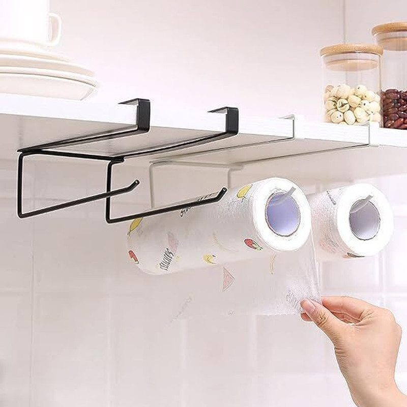 Wolpin 2-in-1 Kitchen Roll Dispenser, Napkin Roll Holder, Paper Towel Tissue Holder Foil Holder