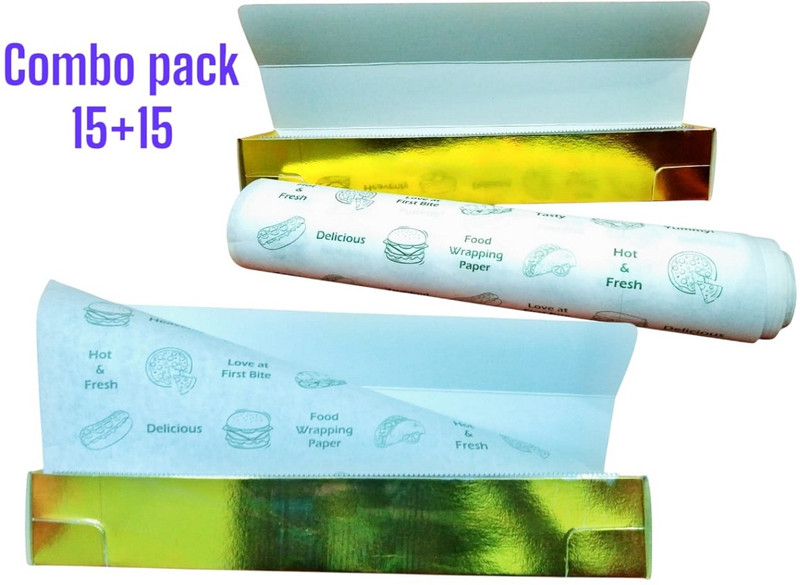 Naveeneha Combo Pack 15+15 Butter Food Wrap Paper 30 meter completed Foil Holder