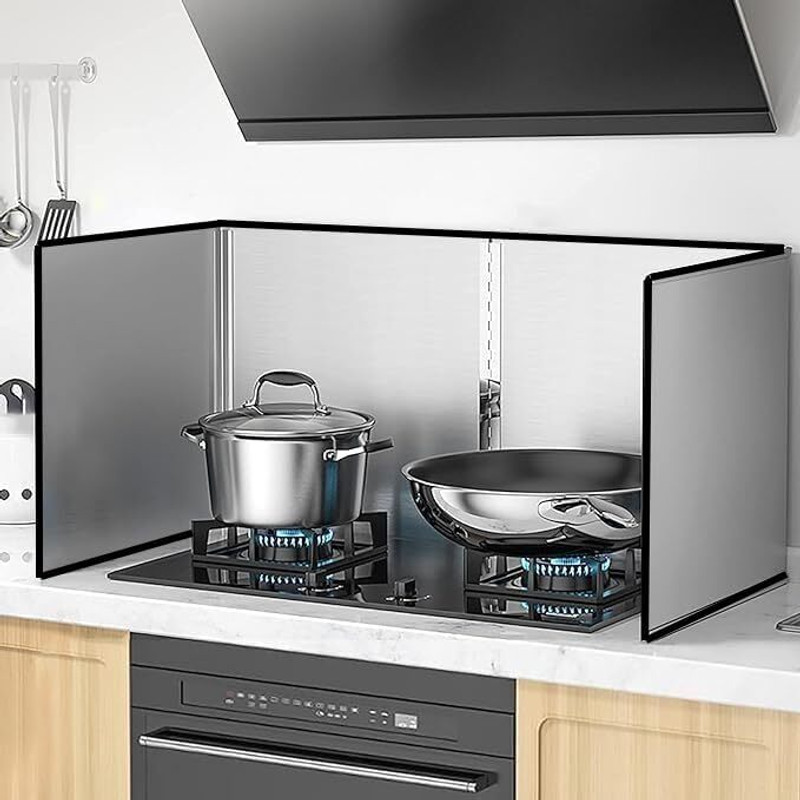 metreno Kitchen Oil Splash Guard Sink Splash Guard 4 Fold Splash Guard for Kitchen Foil Holder