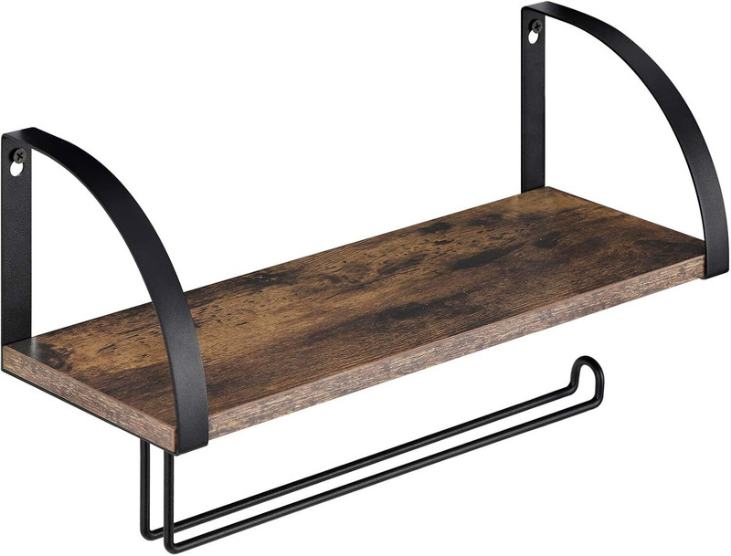 Duadecor Paper Towel Holder with Shelf | Wall Mounted Paper Towel Holder Under Cabinet Foil Holder