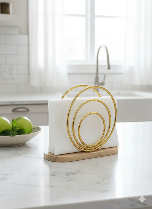 Sai Pre Fabs Golden Tabletop Tissue & Napkin Stand Foil Holder