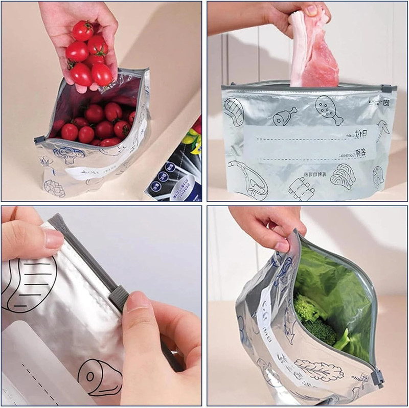 KOVAH Reusable Foil Zip Lock Resealable Vacuum Food Storage Bags Foil Holder