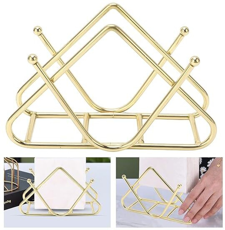 Subhan Handicrafts Napkin Holder, Stable Base Iron Art for Restaurant for Hotel (Gold) Foil Holder
