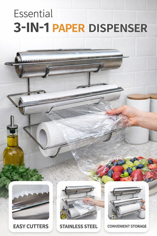 AppEasy Multipurpose Wrap Aluminium Foil and Kitchen Roll/Kitchen Tissue Roll Holder Foil Holder