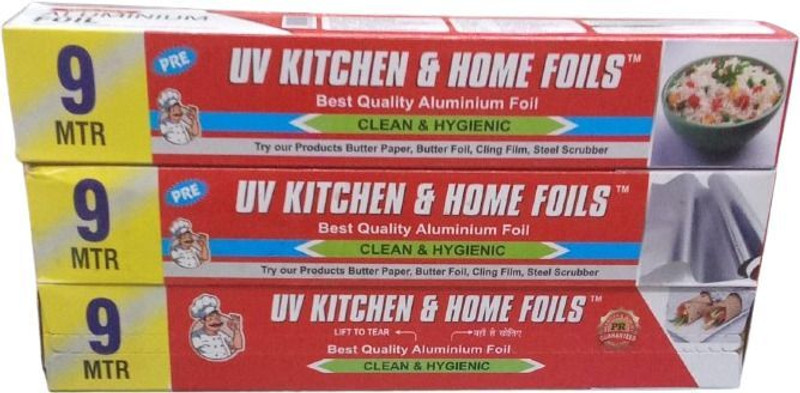 UV Pre Kitchen & Home Foils for Food Wrapping Aluminium Foil (Pack of 3) 27 mtr Foil Holder