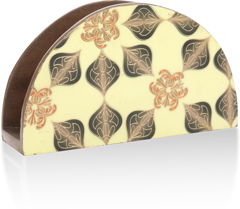 Oxyglow Wooden Vintage Floral Design Tissue Holder Stand for Dining Table Foil Holder