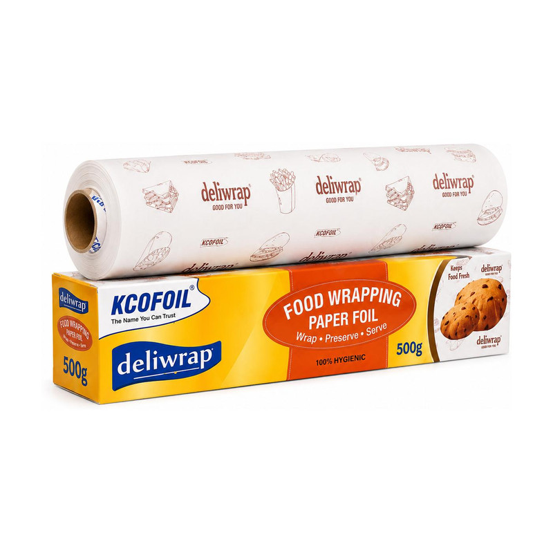 Kcofoil Food Wrapping Paper 500g Roll | Oil Resistant Greaseproof Paper Parchment Paper(50 m)