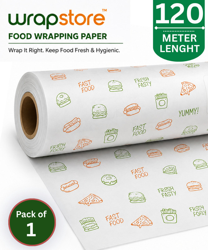 WRAPSTORE 120m Food Grade Butter Paper Roll 120m | Non-Stick Food Wrapping Paper Parchment Paper(120 m)