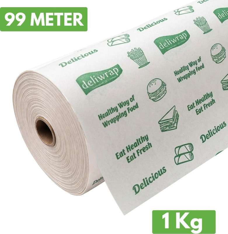 Kcofoil Deliwrap 1 kg Food Wrapping Roll for Kitchen, Baking and Roti Wrap, Parchment Paper(99 m)