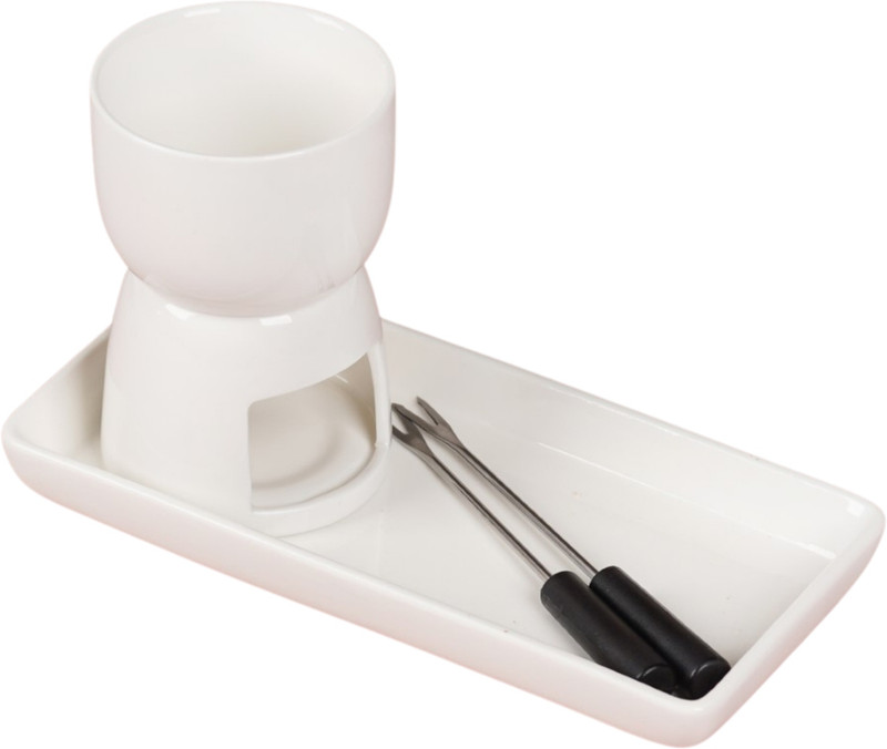 Nestasia Mini White Fondue Set With Plate Ceramic Fondue Set(White)