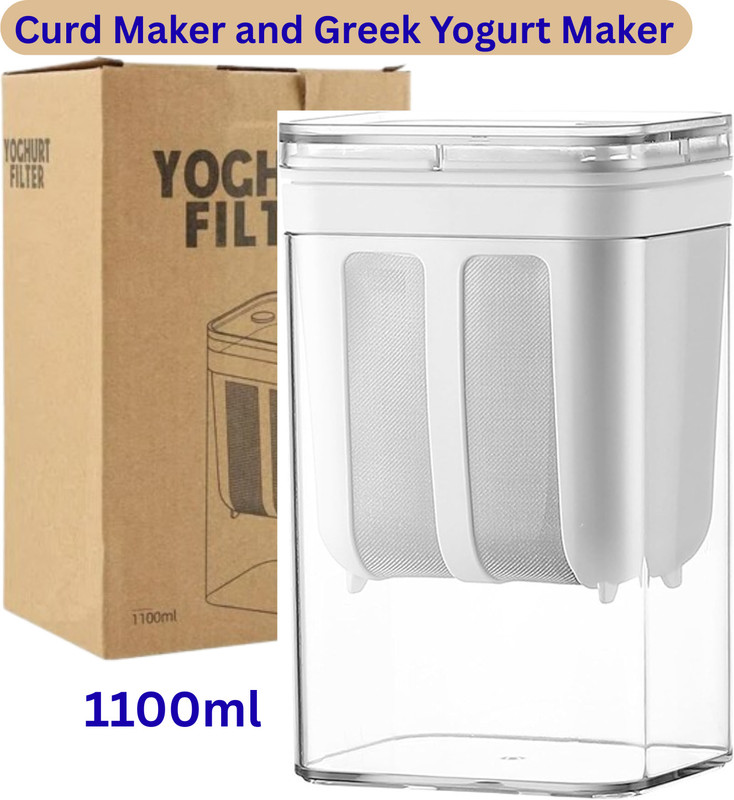 empresa industries Yogurt & Curd Maker/Fine Mesh Strainer with Lid/Hung Curd Strainer Box 1100 ml Yogurt Maker(White)