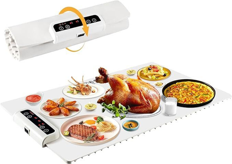 Vishbin Electric Food Warmer,Silicone Full Surface Heating Mat for Food Food Steamer(Multicolor)