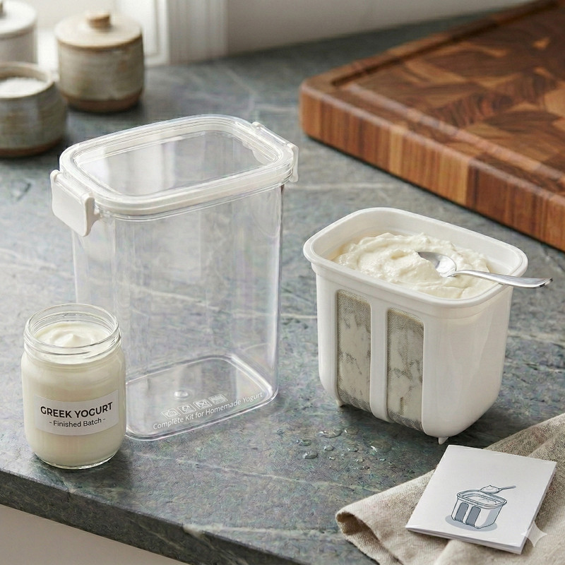 duron 1100ml Yogurt Strainer Box with Fine Yogurt Maker(White)