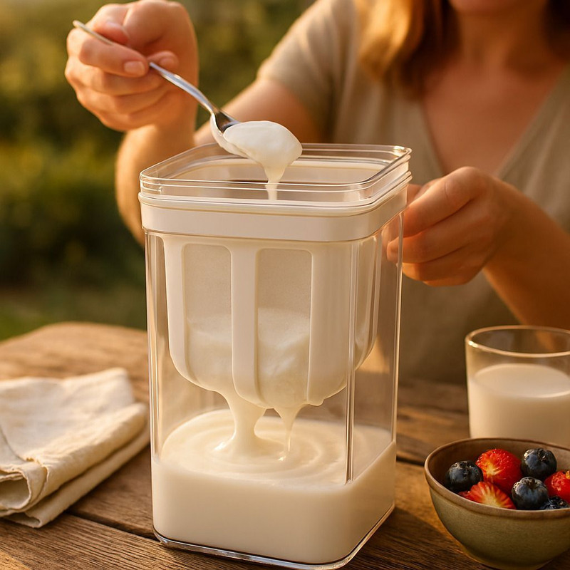 hemaen Greek Yogurt & Curd Maker - 1100ml Fine Mesh Strainer with Lid Yogurt Maker(White)