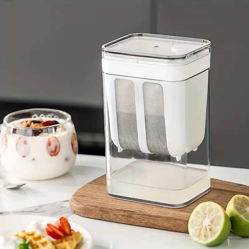 ALWAFLI Yogurt Strainer, Greek Yogurt Milk Filter, Hung Curd Food Mesh Strainer & Lid Yogurt Maker(White)