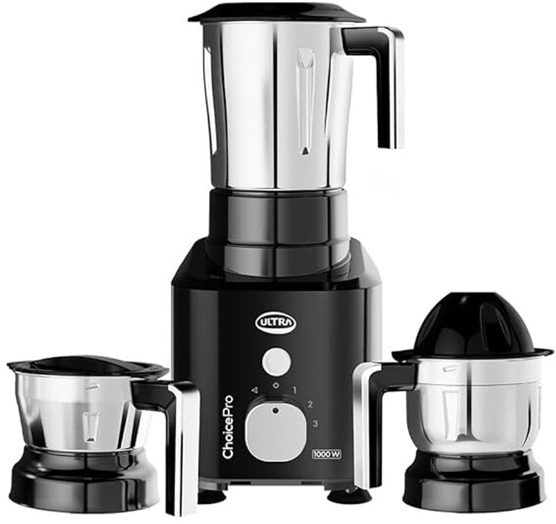 Ultra Choice Pro Mixer Grinder - Black | Fast & Heavy-Duty 1000W High Torque Motor 3J 1000 W Food Processor(Black)
