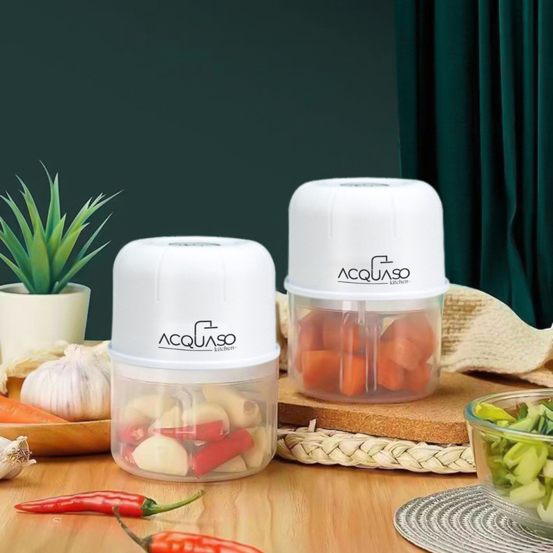 ACQUASO Electric Chopper/Rechargeable Processor/Garlic/Vegetable&Fruit Meat,Nuts 250ml 10 W Food Processor(White)