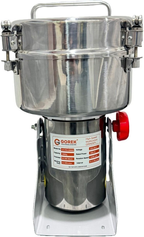 gorek technologies GT-PG-2000G 3000W Masala/Spices Grinder Machine with Capacity 2000g 1800 W Food Processor(Silver)