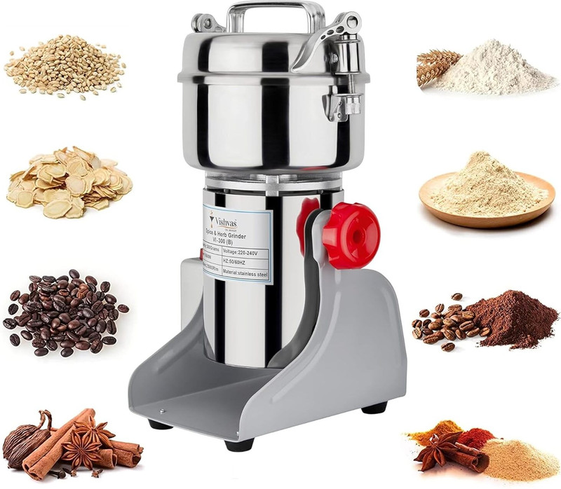 Vishvas Oil Maker VI-300(B) Home Use 300gm Masala Grinder Machine 220 W Food Processor(Silver, Grey)