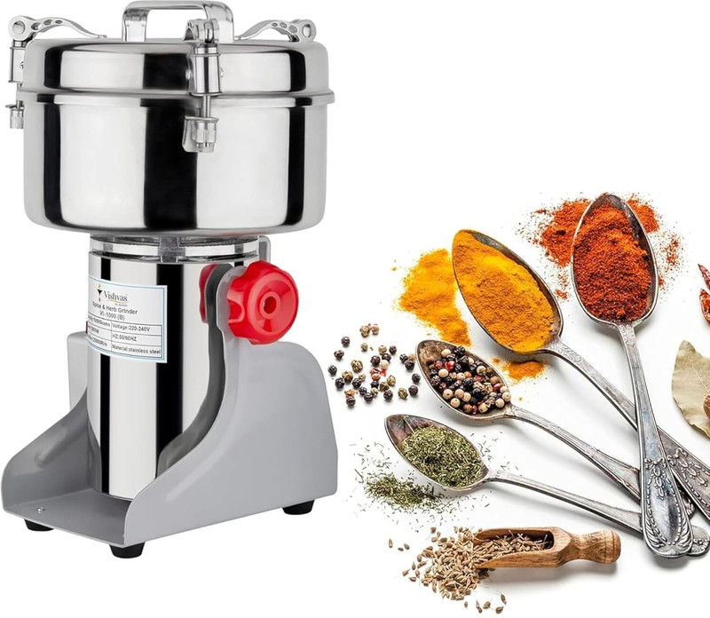 Vishvas Oil Maker VI-500(B) 500g Dry Masala & Spices Heavy Duty Stainless Steel Grinder Machine 220 W Food Processor(Silver/Grey)