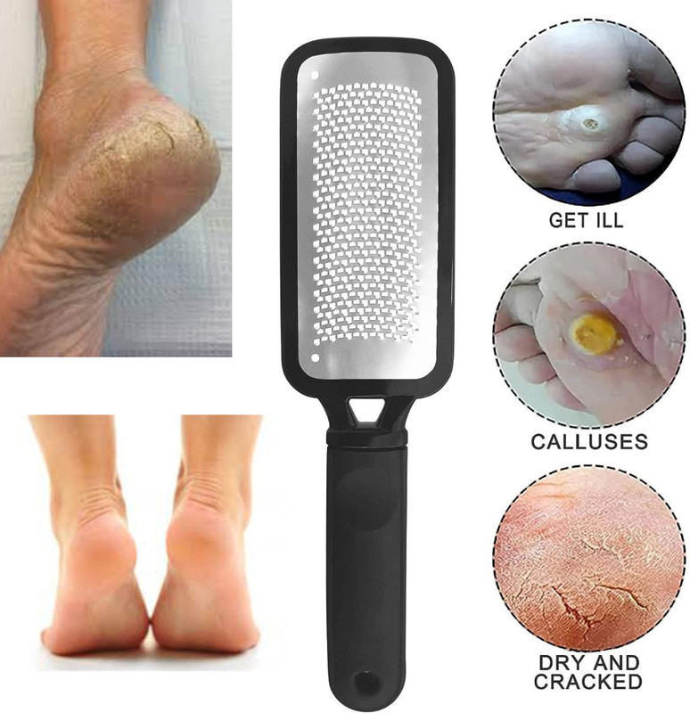 SIYDHA Foot Scrubber Callus Remover Brush For Dead Skin And Heel Repair {Steel}(Black)