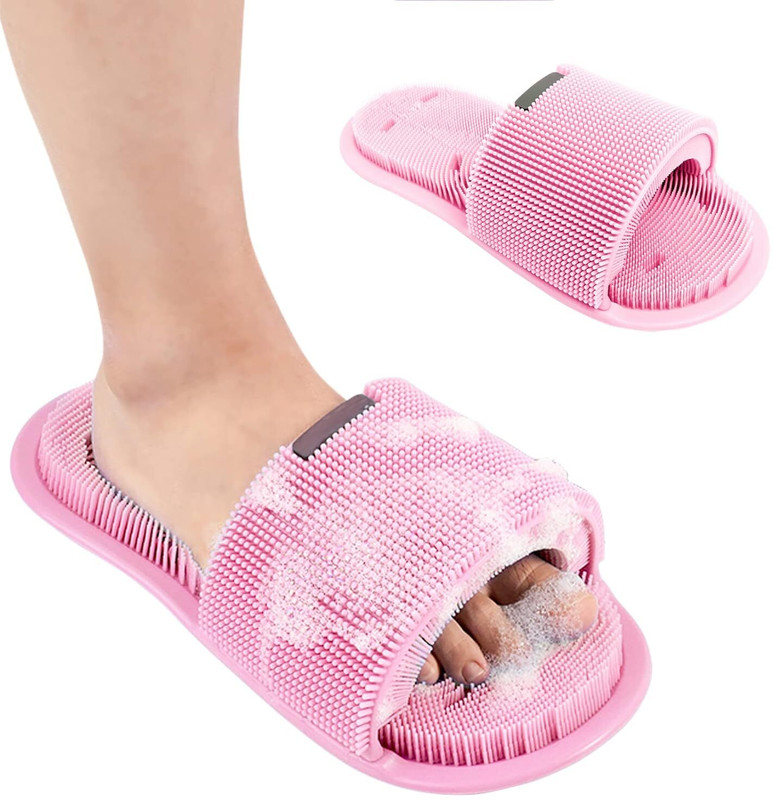 Dhvyant Mart Silicon Exfoliating Dead Skin Foot Massager Slipper With Non-Slip Suction Cups(Pink)