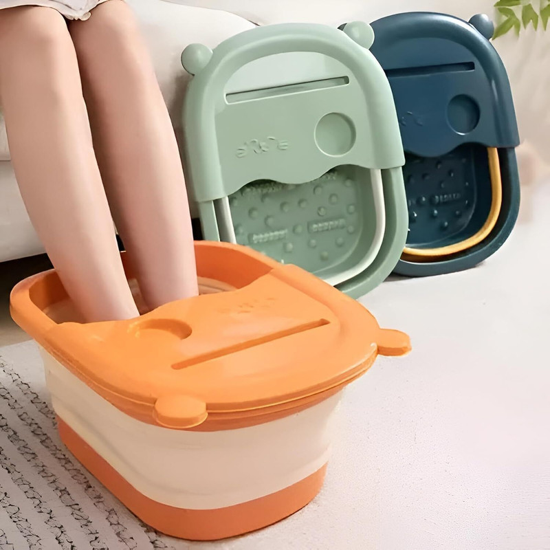 SIMESTICH Foldable Foot Soak Tub with Lid Portable Foot Bath Spa Bucket Anti-Slip Massage(Multicolor)