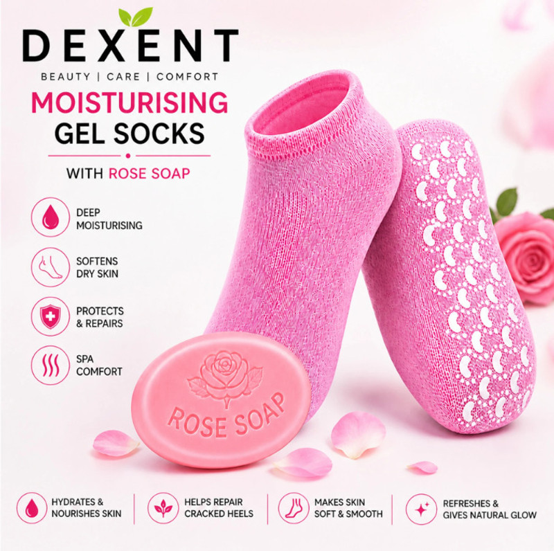 zygnos Moisturizing Gel Socks with Silicone, Pack of 1(Free Size, pink)