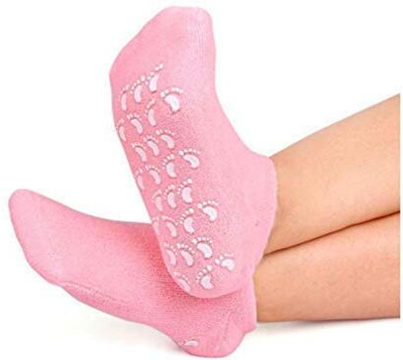 Amulya delhi Moisturizing Gel Socks with Silicone, Pack of 1(Medium, Pink)