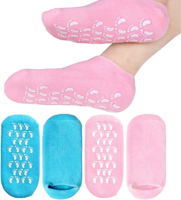 The Nayak Company Moisturizing Gel Socks with Aloe Vera, Vitamin E, Pack of 1(Free Size, Blue, Pink)