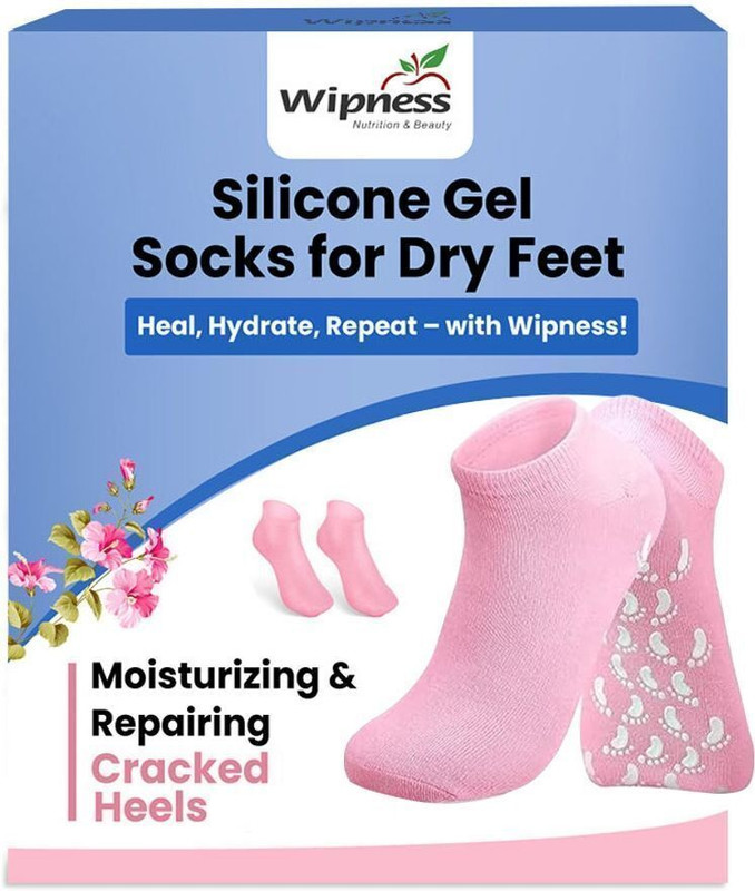 WIPNESS Heel Repair Socks with Silicone, Pack of 2(Free Size, Pink)