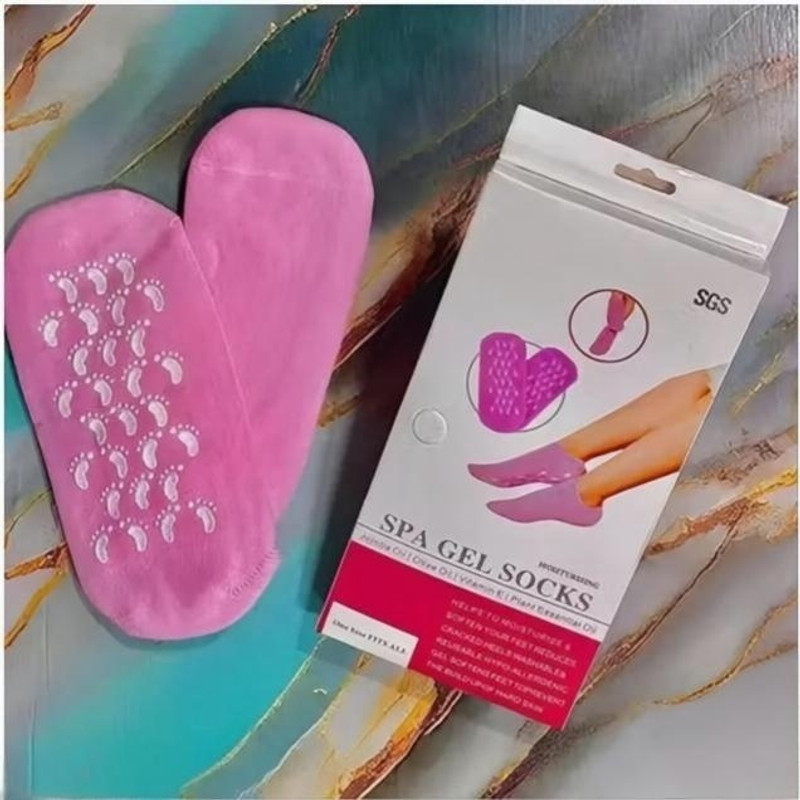 Varsha Moisturizing Gel Socks with Aloe Vera, Jojoba Seed Oil, Olive Oil, Vitamin E, Pack of 1(Free Size, PINK)