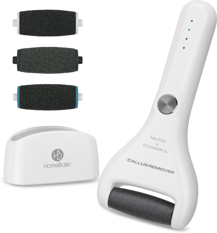 HOMEBASIC Rechargeable Electric Callus Remover with 3 Rollers, 3 Speed, 45 Min Runtime