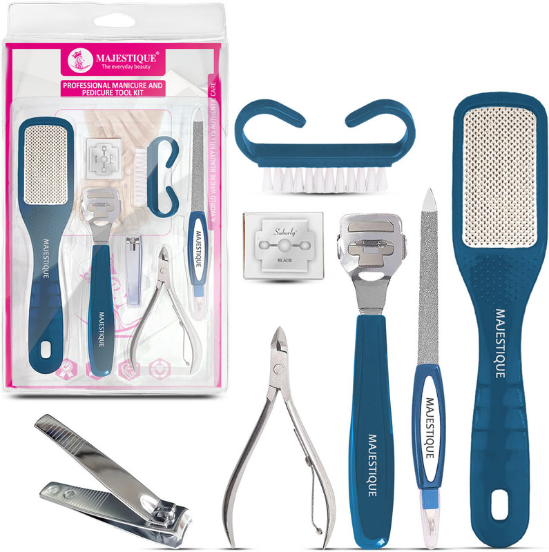 MAJESTIQUE Manicure and Pedicure Tools Kit, 7-Piece Set for Smooth, Beautiful Feet