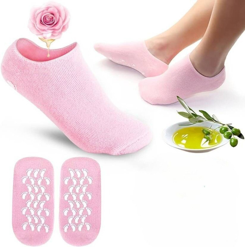 LORSHEL Moisturizing Gel Socks with Vitamin E, Pack of 1(Free Size, Multicolor)