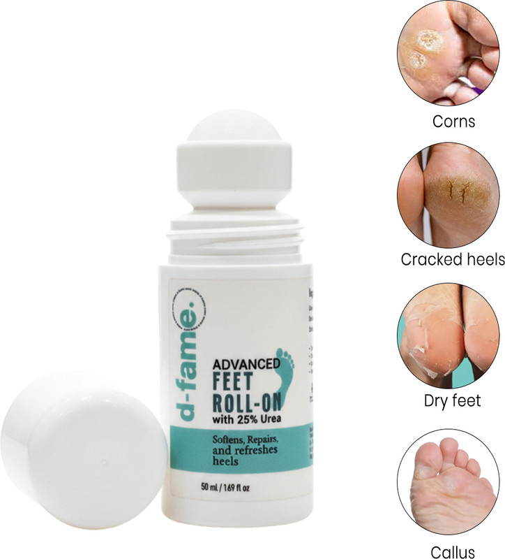 D-fame Feet Roll-On with 25% Urea | Cracked Heel Repair Roll-On for Men & Women