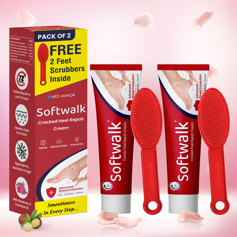 Softwalk Cracked Heel Repair Cream|Moisturize,Nourish,Hydrate-Dry Feet|Fight Bacteria|30g