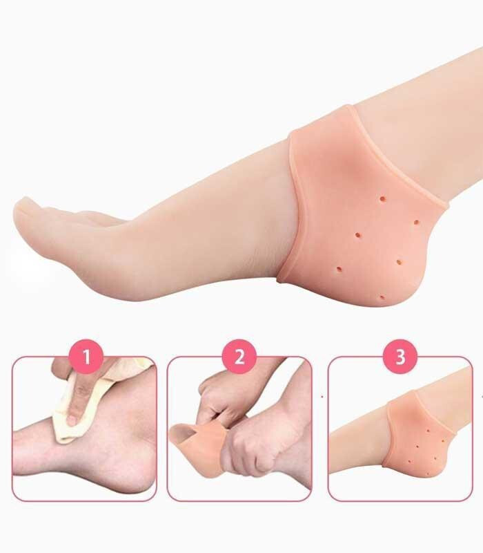 Manmall half silicone gel anti crack heel Heel Support Gel ped Half Heel Socks Foot pain relief For Anti-Crack Foot Support Silicon Gel Heel Socks Pad Heel Pain Relief Heel Support (Free Size, Orange) Heel Support