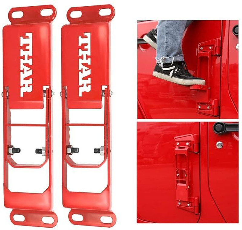 SGTB Door Hinge Step Folding Foot Pedal Compatible for Mahindra Thar Two Pieces Foot Rest(Red)