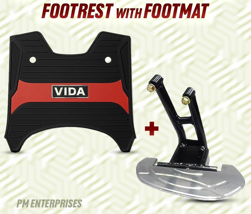 PM Enterprises Vida vx2 footrest with Footmat combo for Hero VIDA VX2 Foot Rest(Red, Silver)