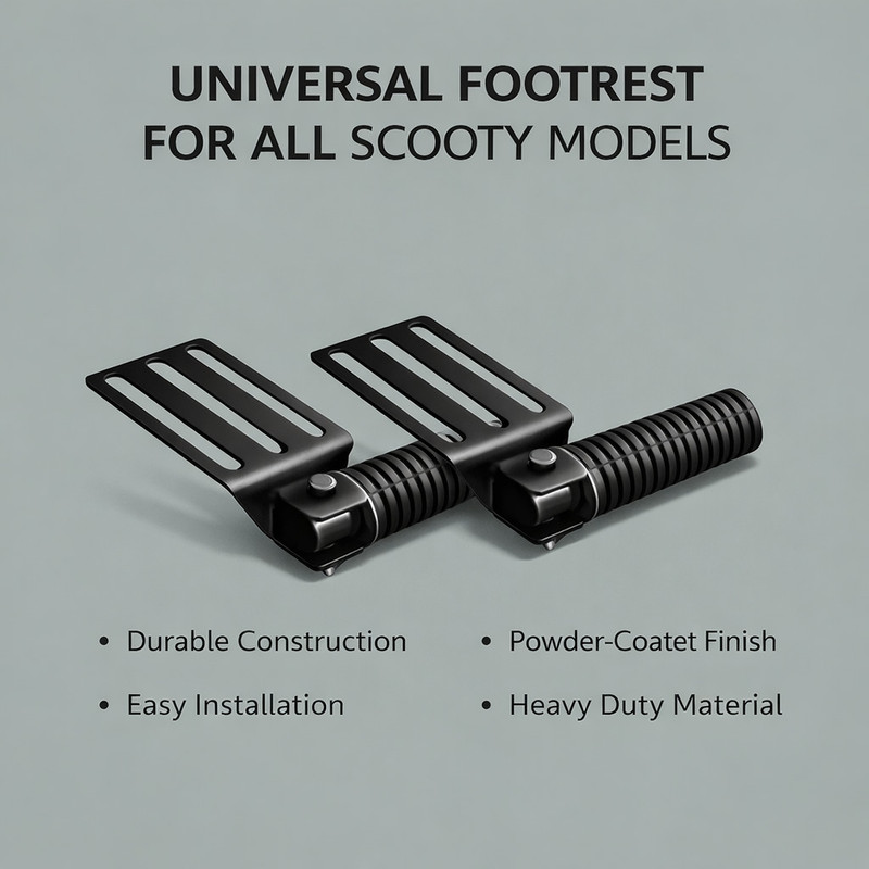 FAHTER AUTO Foot Rest with Rubber for All Scooty Model’s Heavy Strong Metal Foot Rest(Black)