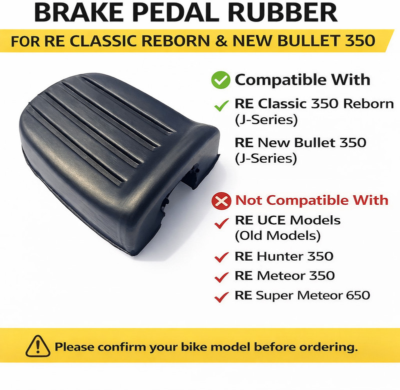EAZ Rear Brake Pedal Rubber for RE Reborn, New Bullet 350 & Meteor 350 (J Series) Foot Rest(Black)