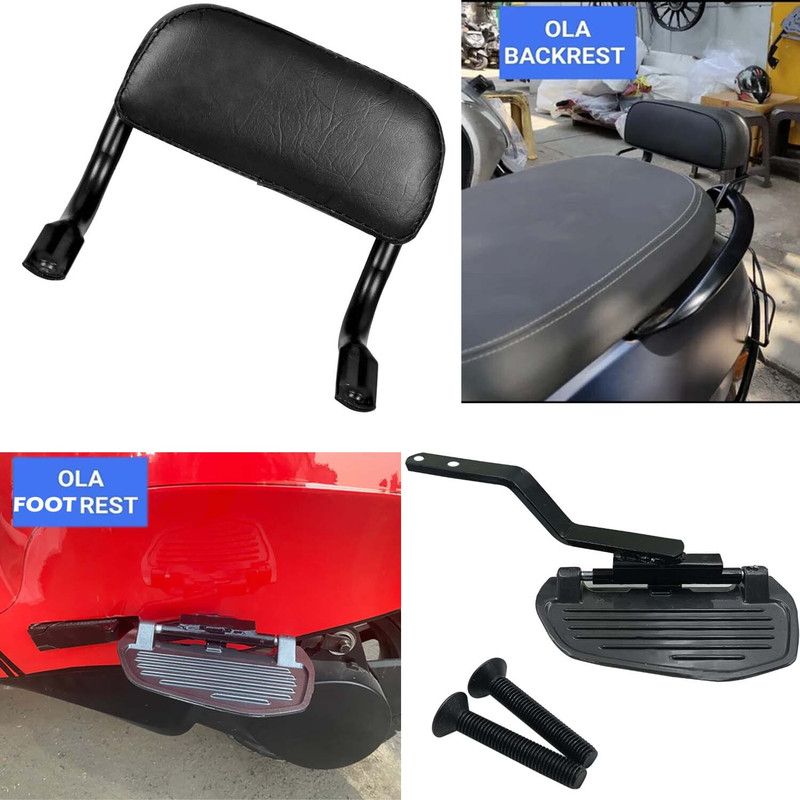 Znee Smart Ola Electric S1 & S1 Pro Scooter/Scooty Combo Back Rest & Foot Rest(Black)