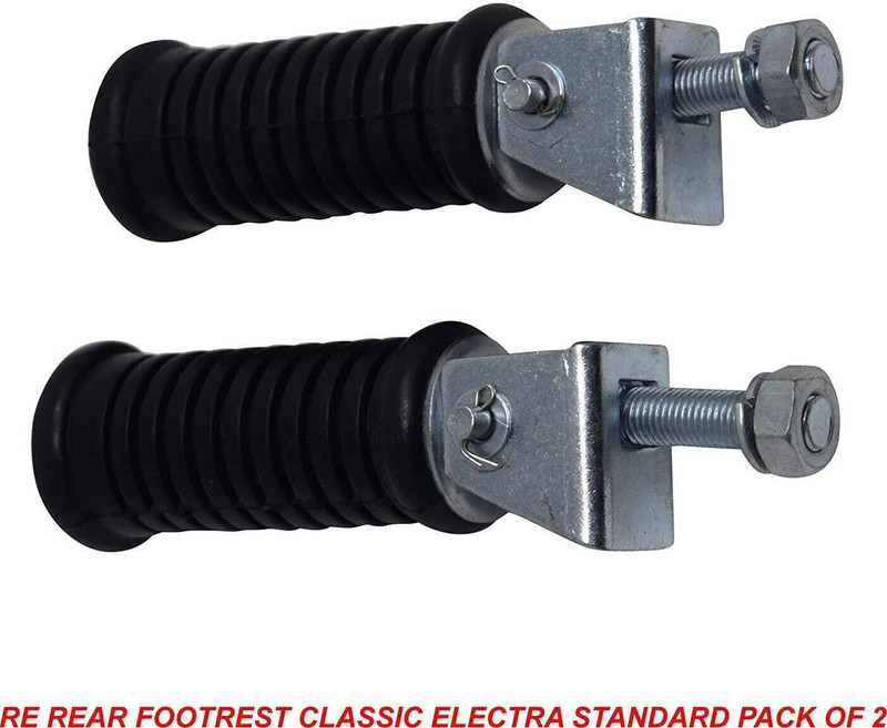 Vtrust Rear Footrest Left Right for RE Bullet/Electra/Standard/Classic 350/500cc Foot Rest(Black, Silver)