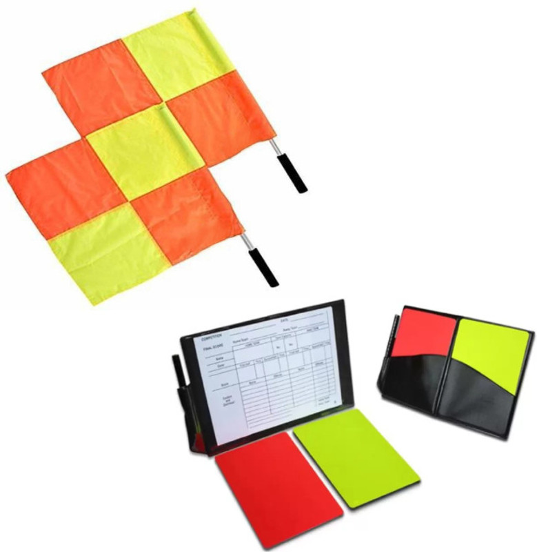 Fitdex Lineman's Referee Flag for Football,Referee Cards RED, YELLOW Score book, Pencil Football Foul Card
