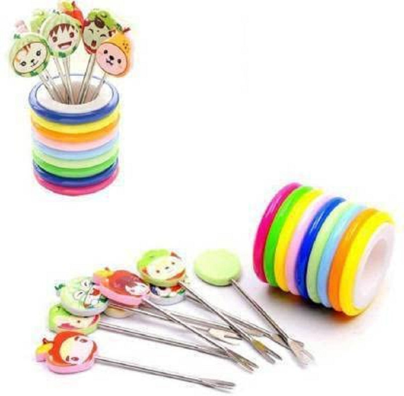 Breyers Kids/Baby Fork Set, Fruit Fork Cartoon Stainless Steel Serving Fork Set(Pack of 8)