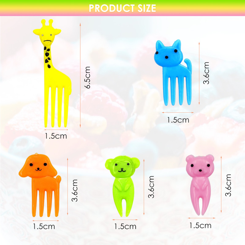 HANNEA 10pcs Cartoon Fruit Fork Dessert Fork Food Picks, Reusable, Food Grade Plastic Disposable Plastic Serving Fork Set(Pack of 10)