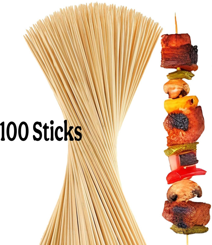Shree ArtnCraft Bamboo kabab sticks Length 8 inches Disposable Bamboo Roast Fork, Fruit Fork Set(Pack of 100)